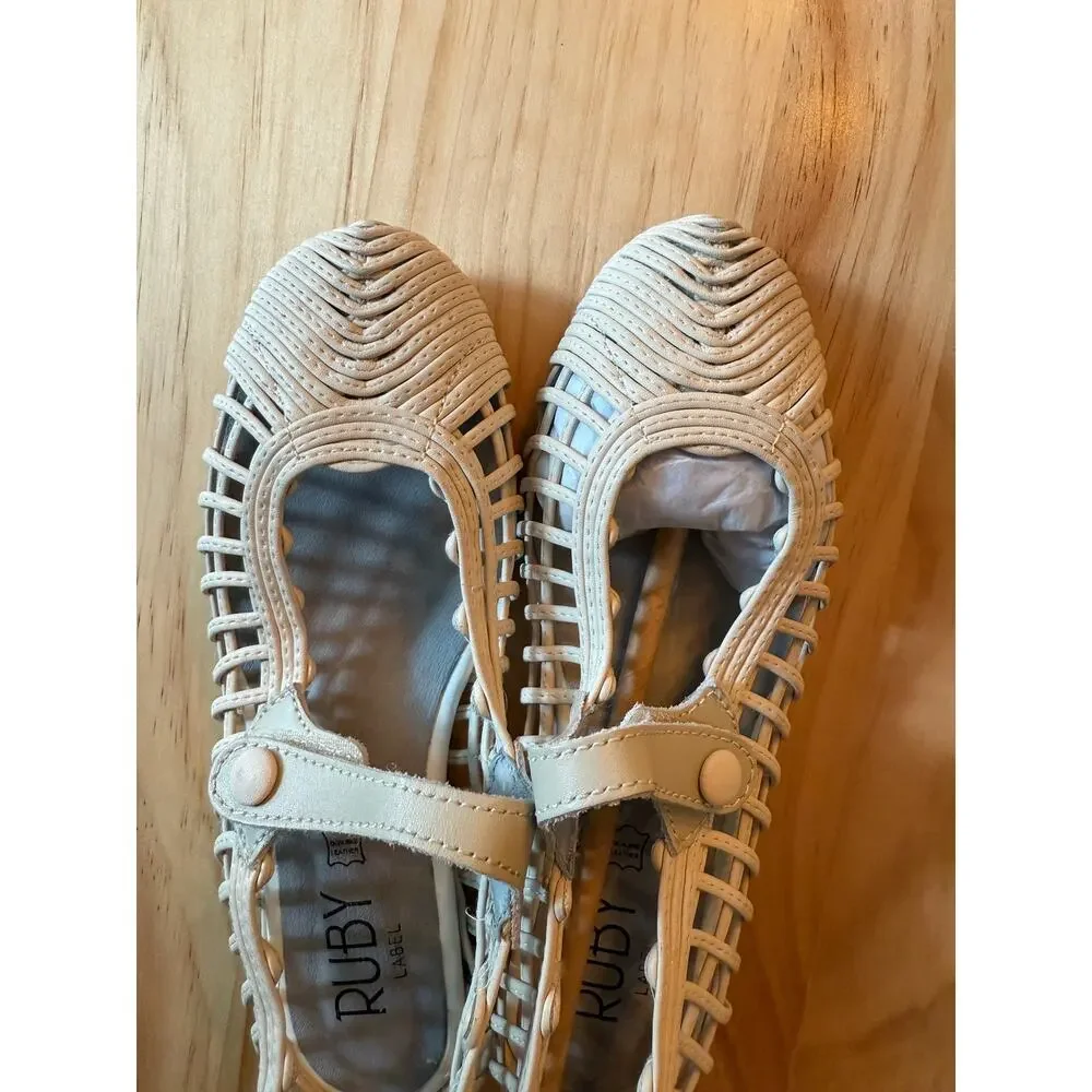 NEW‎ Ruby Label 12 US Kid Girl Off White Cream Perforated Mary Jane Shoes